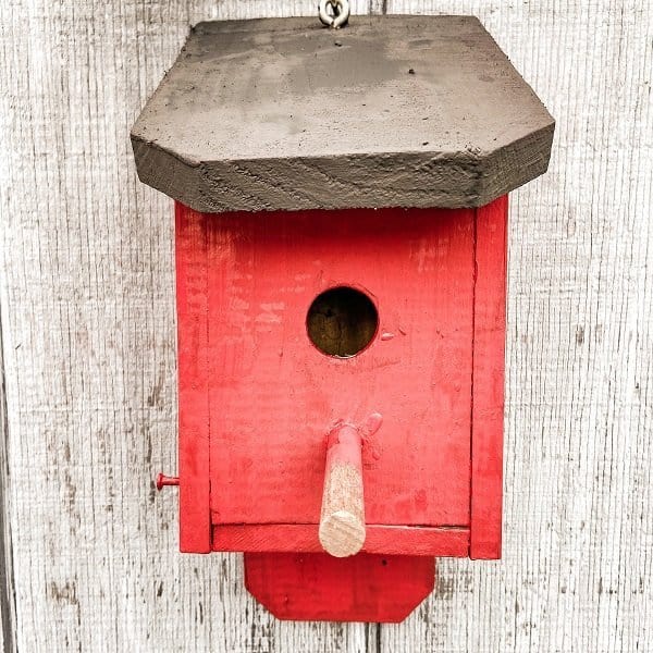 Red bird house with easy paint ideas 
