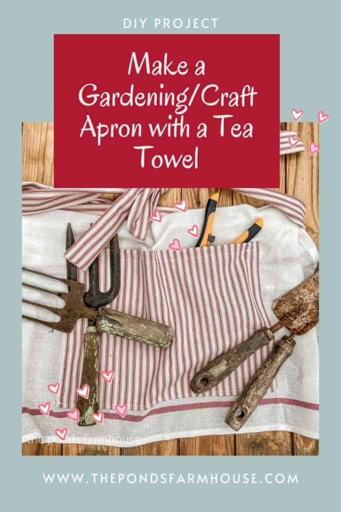 Easy Tutorial to make a DIY budget-friendly Garden and Craft Apron from a tea towel and scrap fabrics.