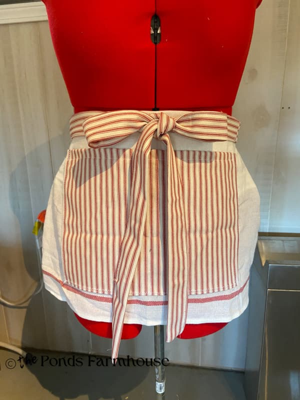 DIY Ticking & Tea Towel Apron for crafts and gardening