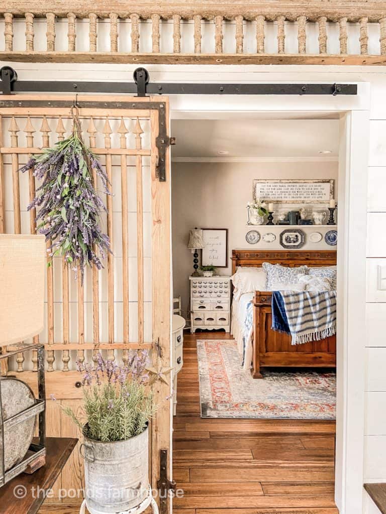 Antique Door repurposed into barn door for modern country chic farmhouse.