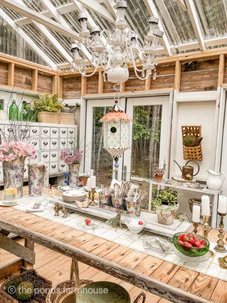Alfresco Dining in the Greenhouse for a garden party