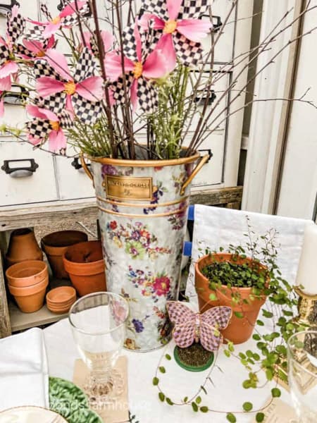 Mackenzie child metal vases for garden party table setting