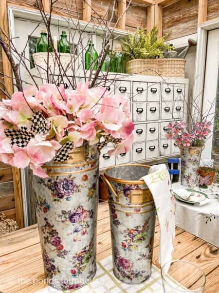 Mackenzie child metal vases for garden party table setting