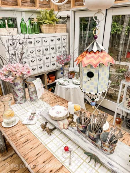 Over head view Mackenzie Childs table for Garden-Party