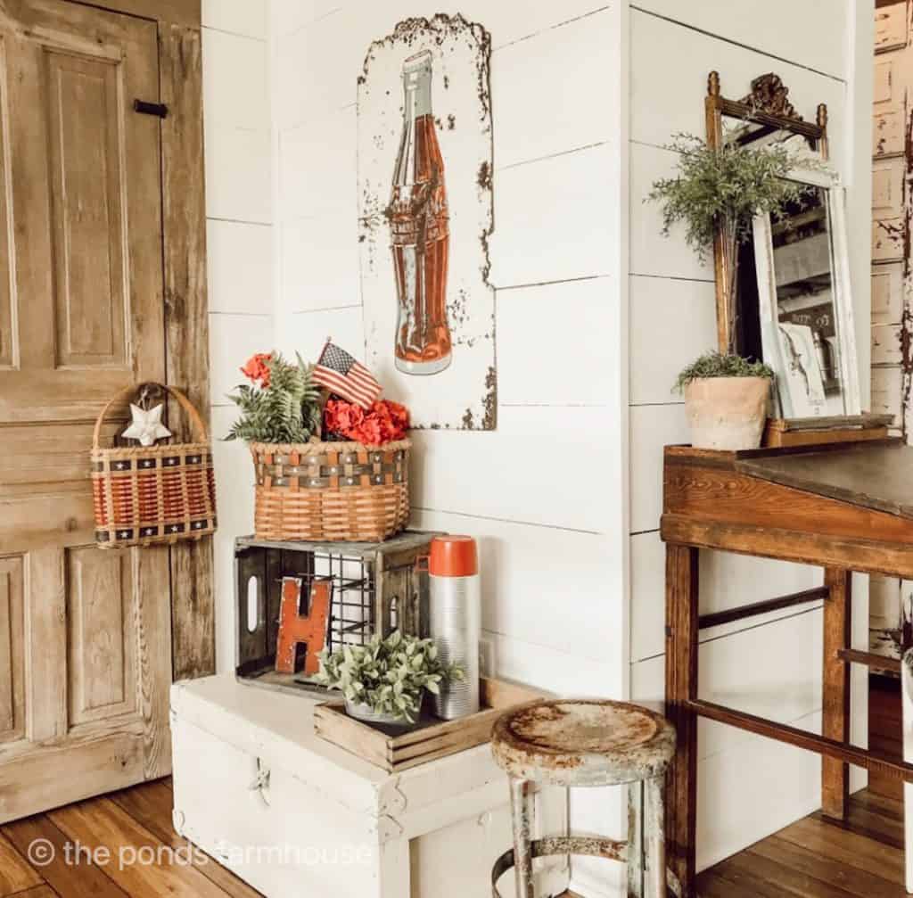 Vintage patriotic decorating in the farmhouse loft