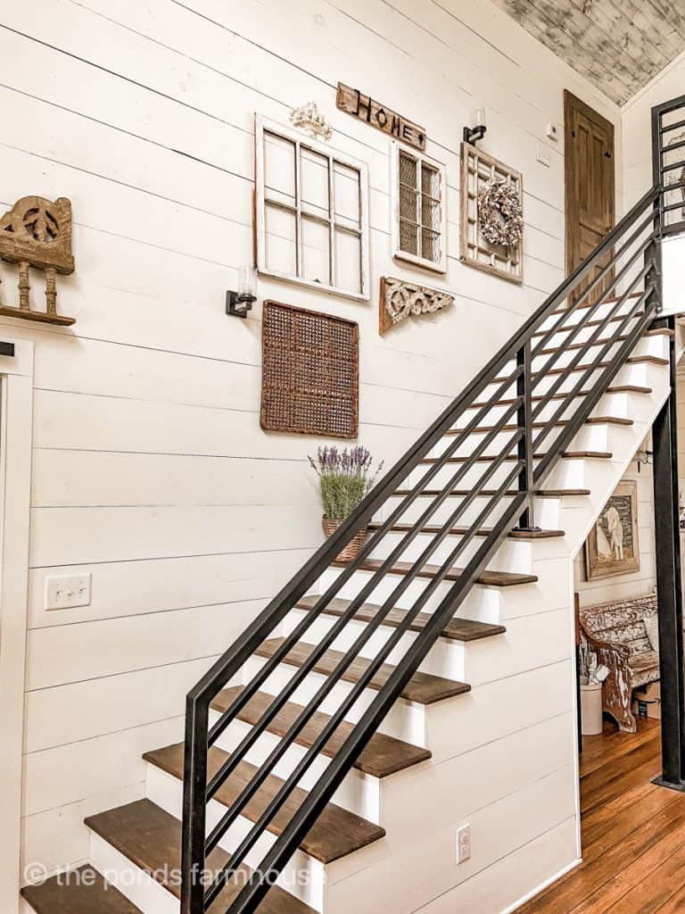 Gallery Wall in Farmhouse Stairway