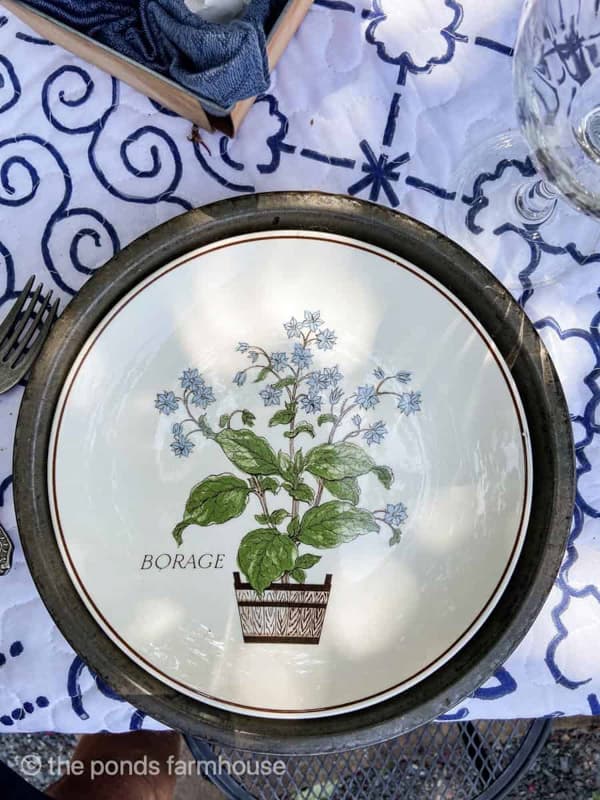 Botanical Herb Plates for fun picnic table setting