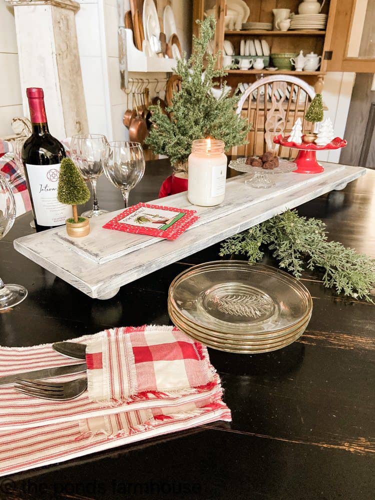 DIY Table Riser and Napkin Tutorials for Christmas entertaining and holiday parties.