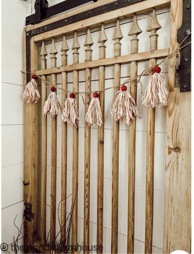 Add DIY Tassels to jute rope for a holiday garland.  Tassel craft ideas 