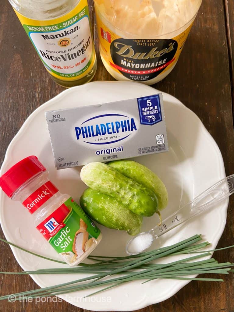 ingredients for cucumber and herb dip.  