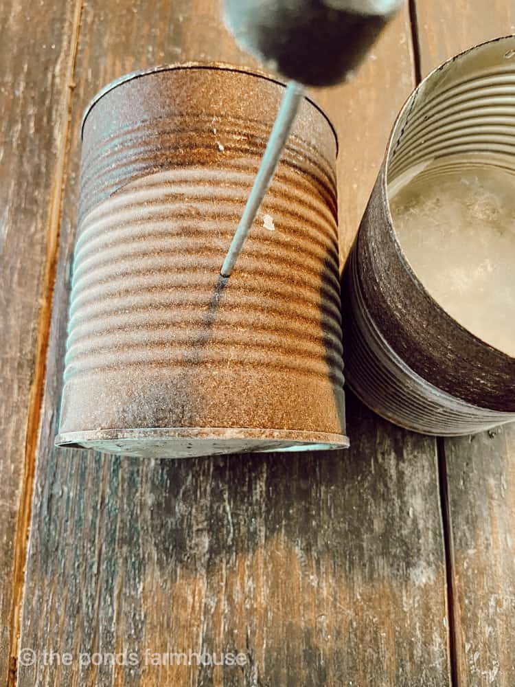 Punch tin can with nail for DIY Craft Projects. 