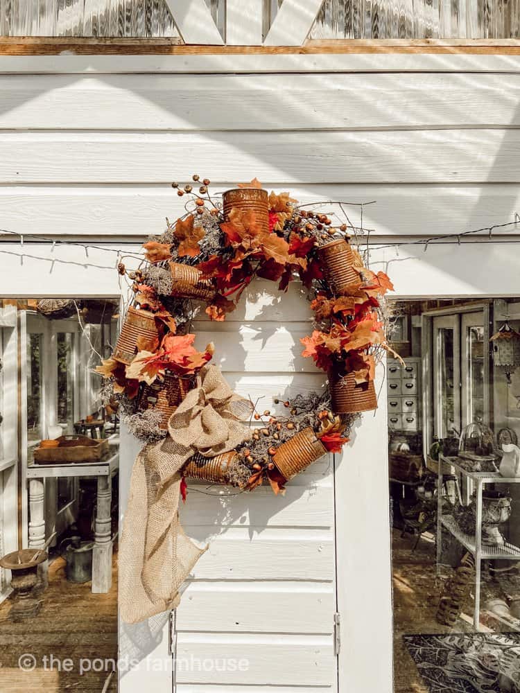 Rusty Can Fall Wreath.  