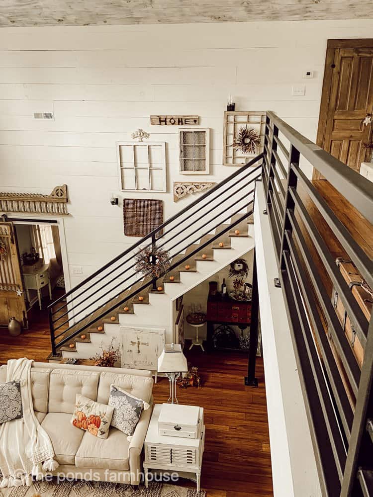 Wrought Iron Stair Case Railings in Industrial Farmhouse Style Loft