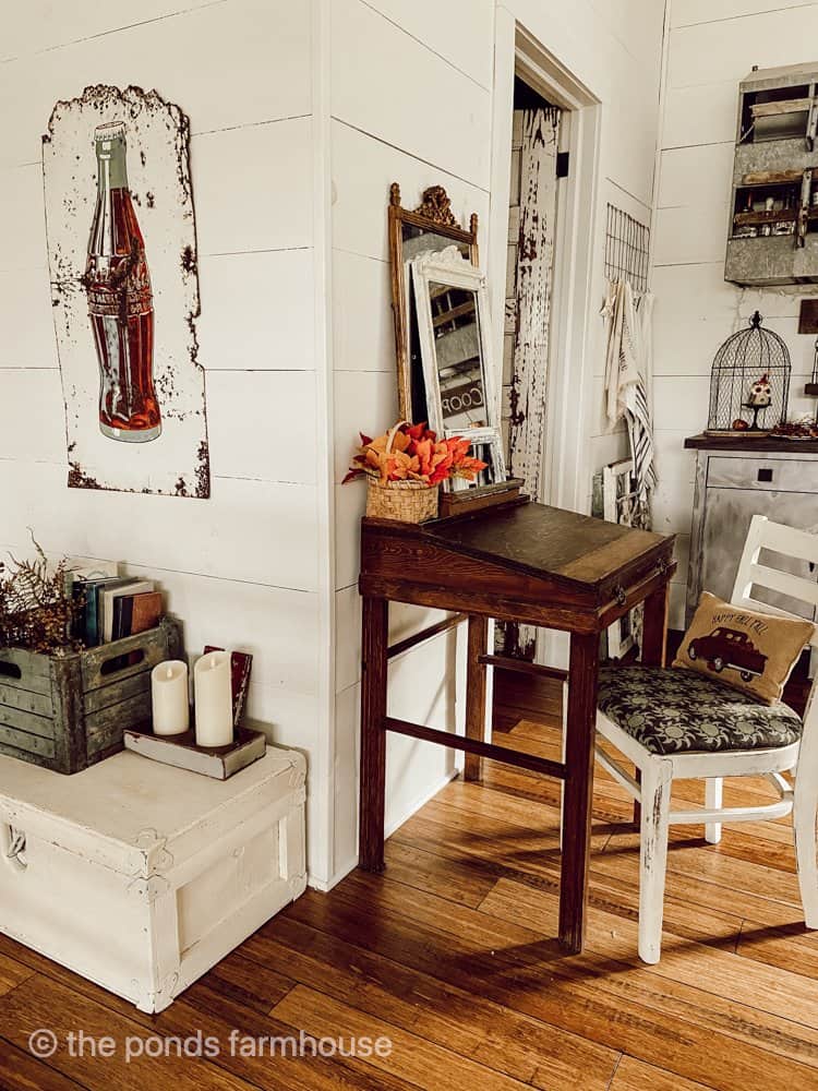 Thrifted Vintage Handcrafted Desk and Chair in Industrial Farmhouse Loft