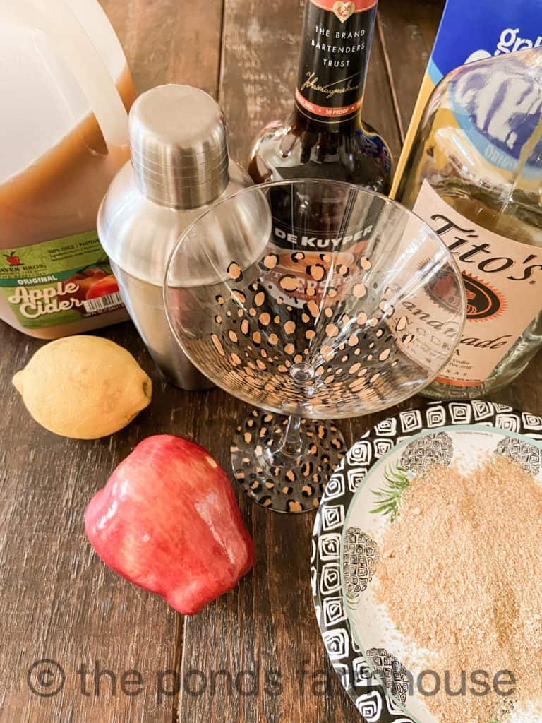 Ingredients for Caramel Apple Cider Martini