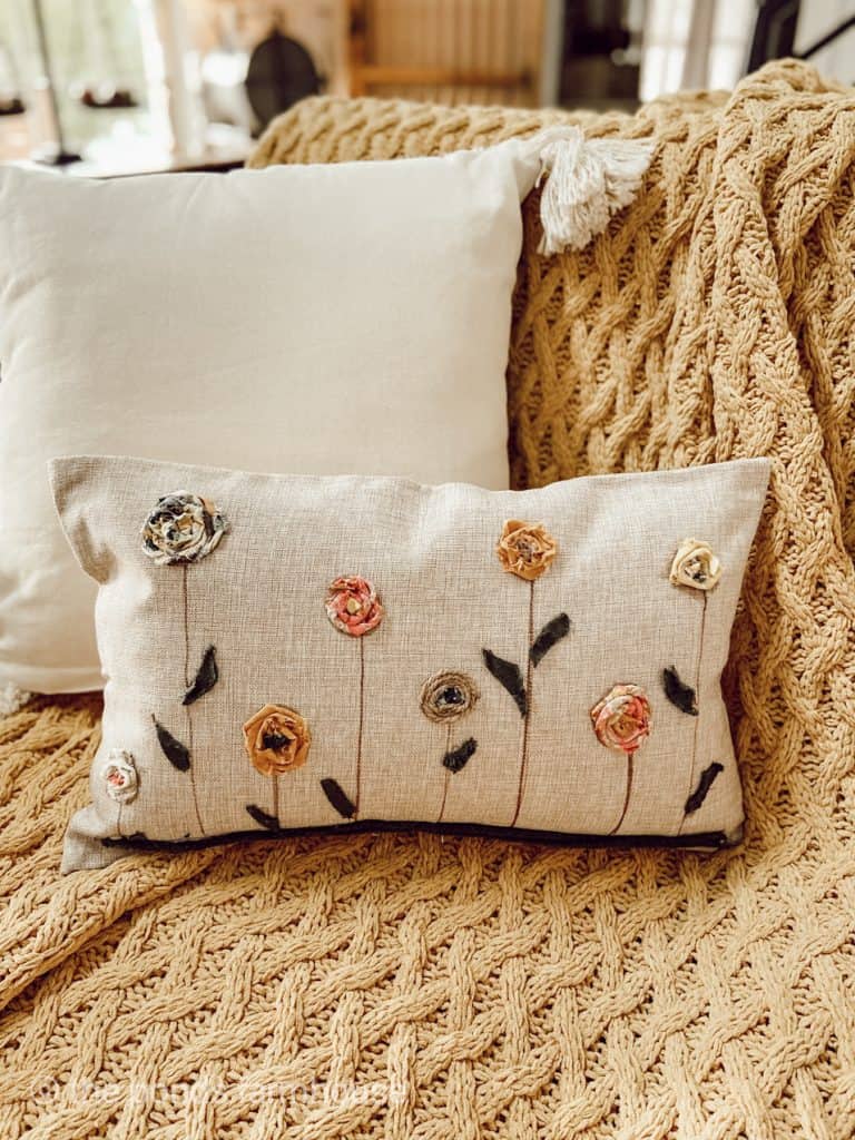 Easy to make scrap fabric pillow cover for fall.  