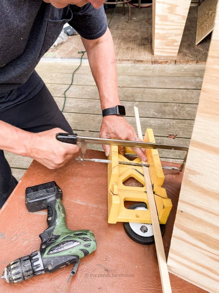 Cut trim pieces with miter box.