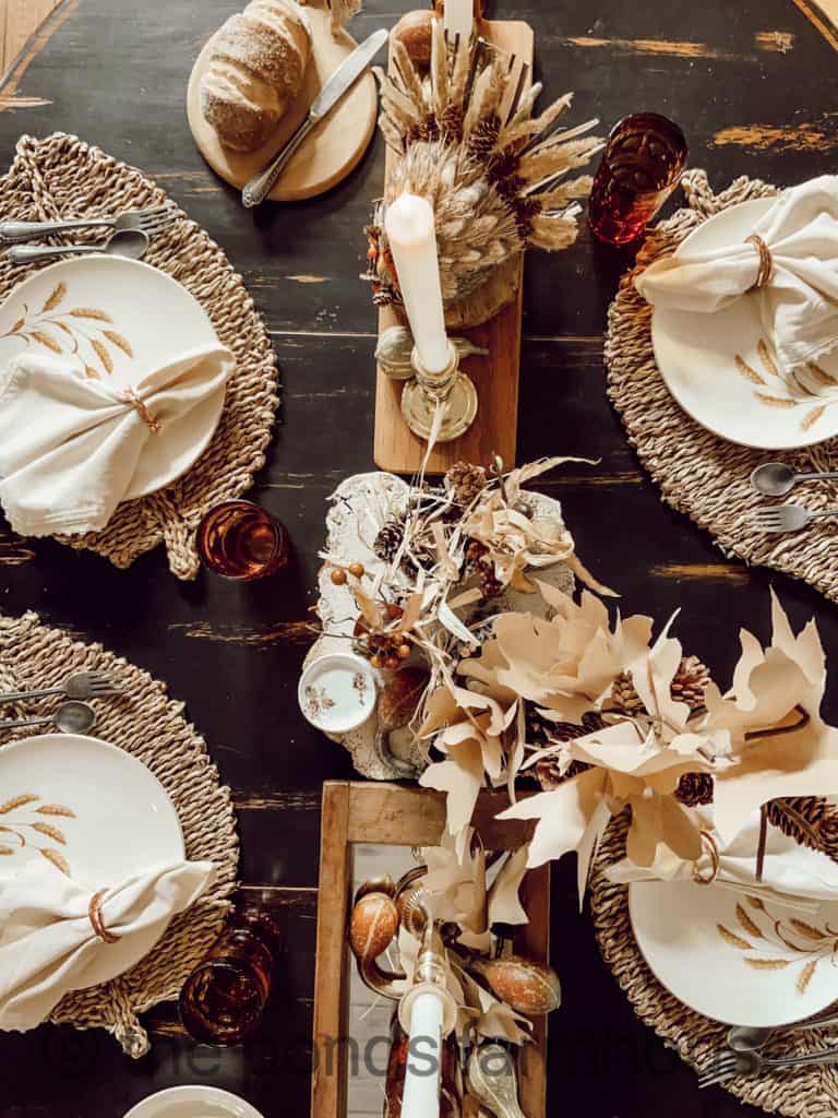 Overhead view of Thanksgiving Tablescape