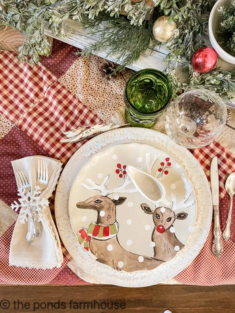 Place setting for Creative Christmas Table Ideas with Deer Friends Dishes