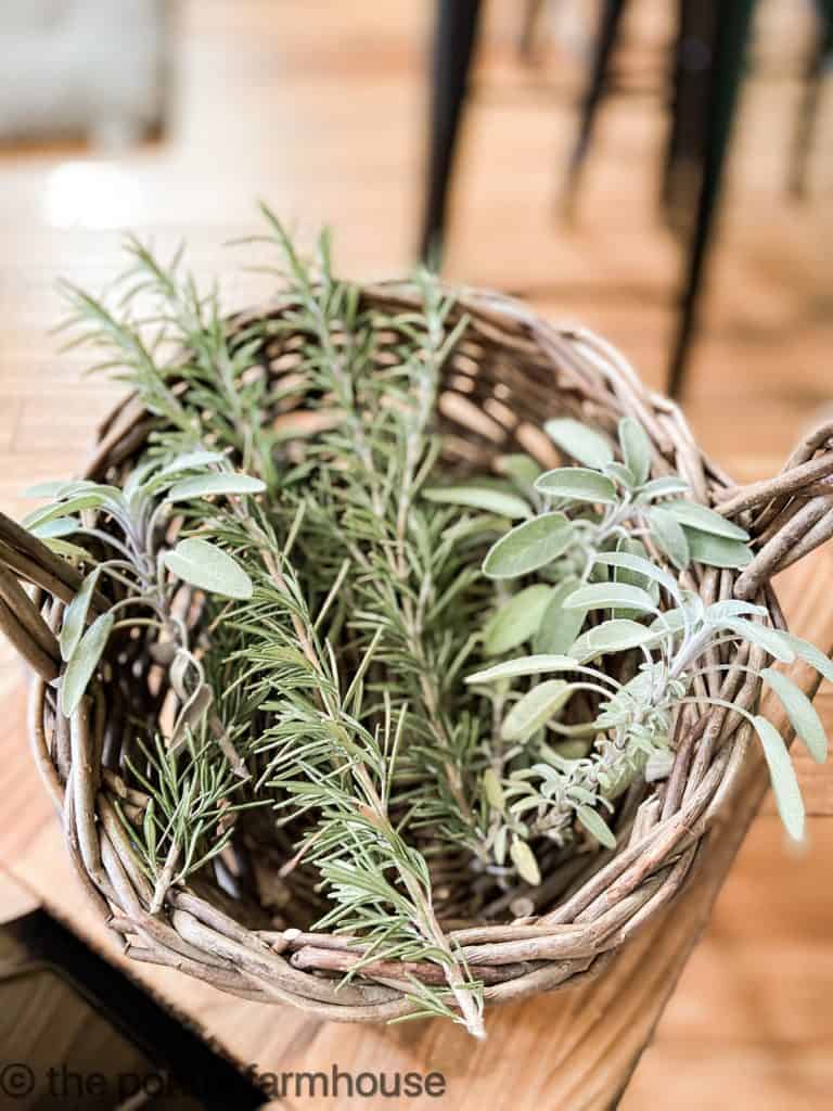 Rosemary and Sage for Christmas Crafts and DIY Projects.  Farmhouse style Holiday decorating.