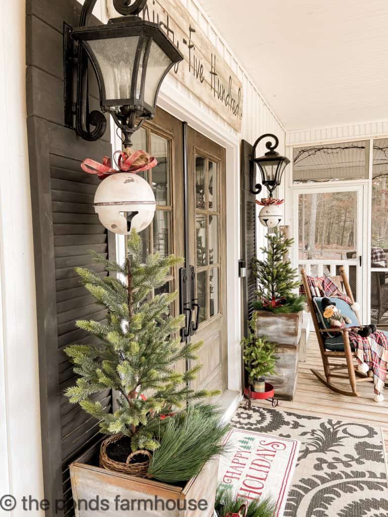 Door Shutters enhance the french doors for Christmas Decoations.