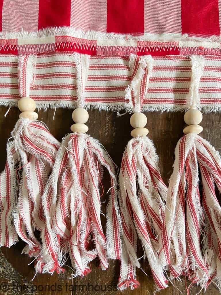 DIY Christmas Table Runner in Plaid and Ticking Stripe