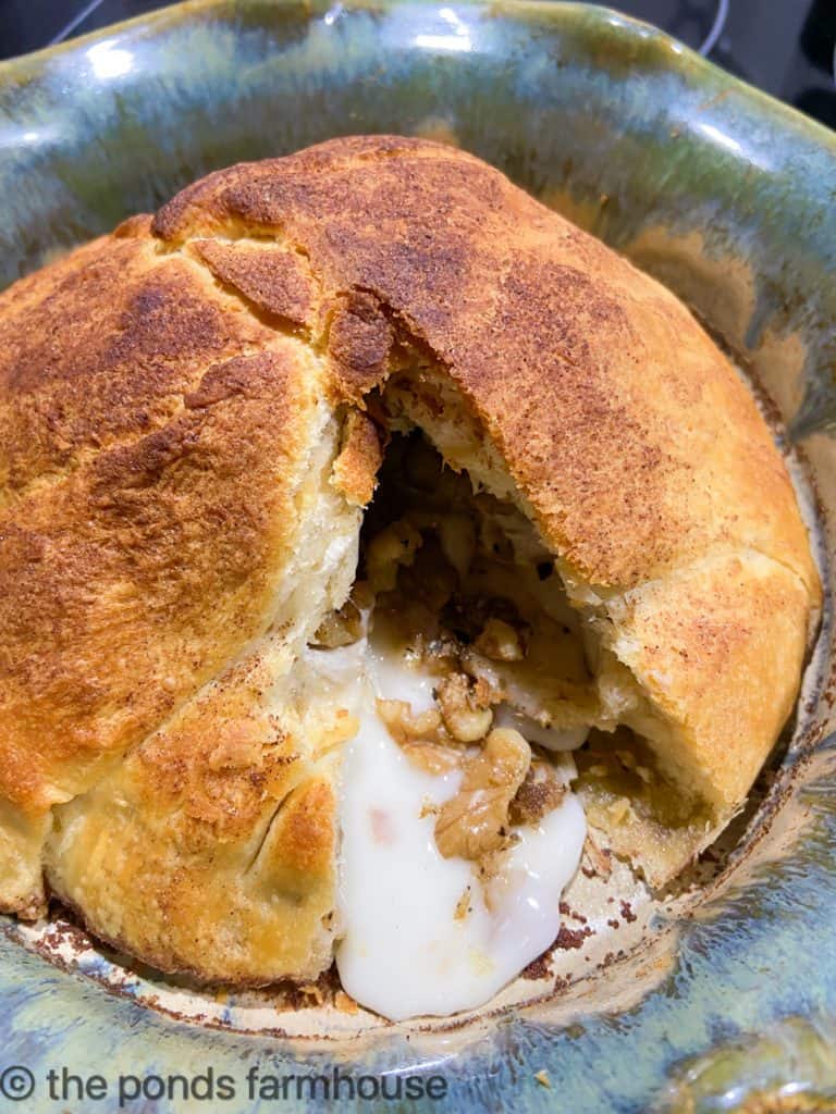 Walnut baked Brie recipe for Holiday party.