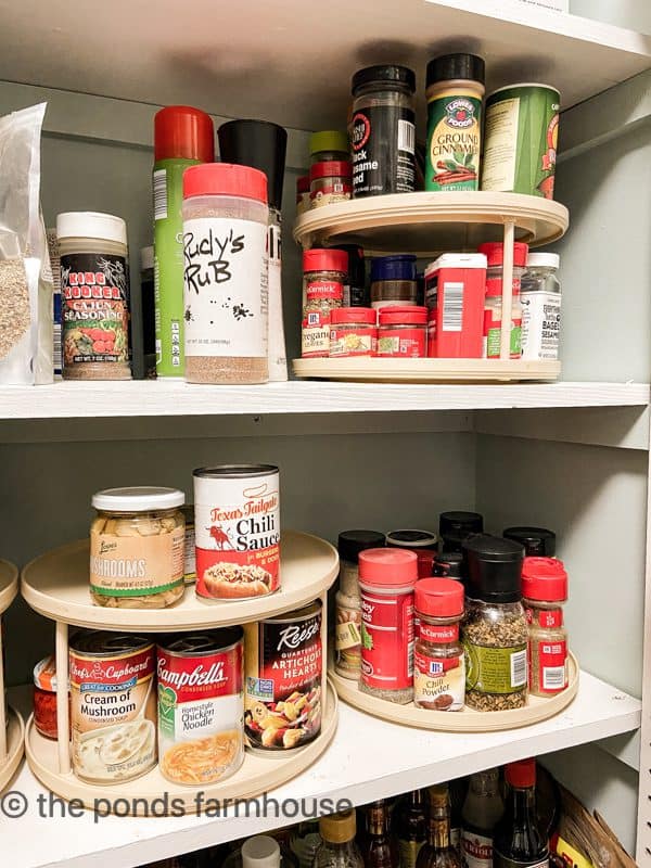 Lazy susan's are great for canned goods in pantry