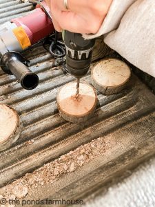 Drill hole in wood base