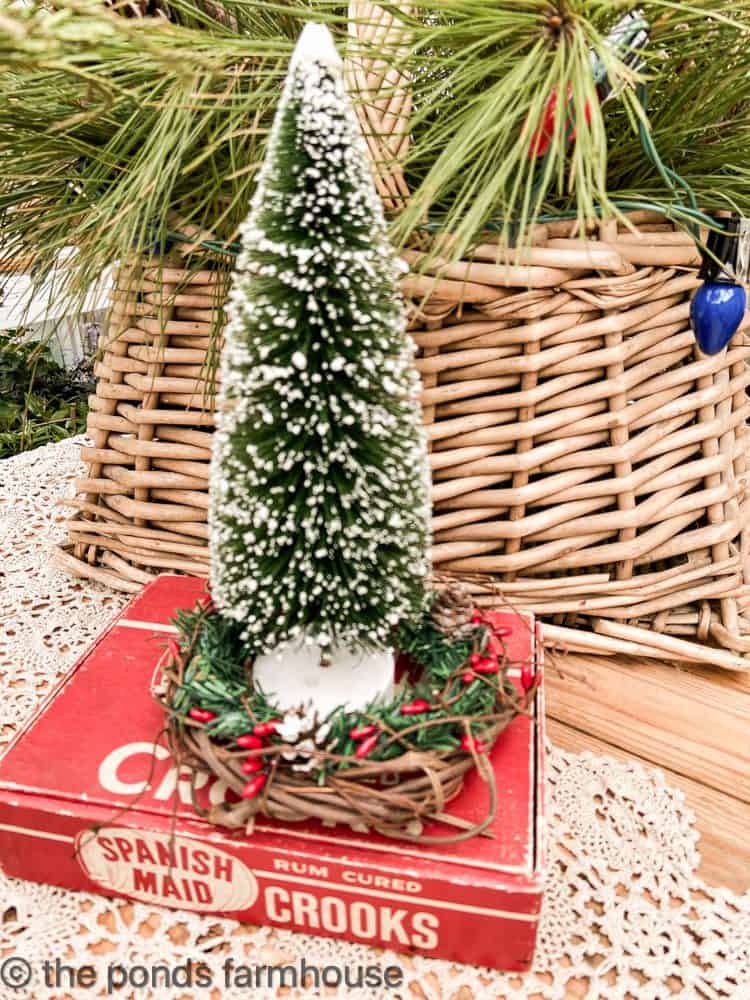 bottle brush tree with diy candle ring.