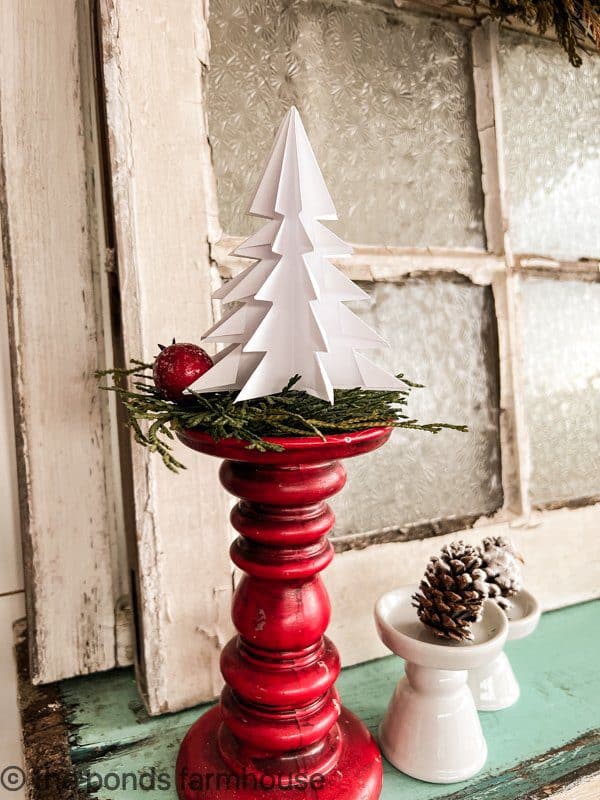 Free-standing DIY Christmas Tree made with Paper by folding.