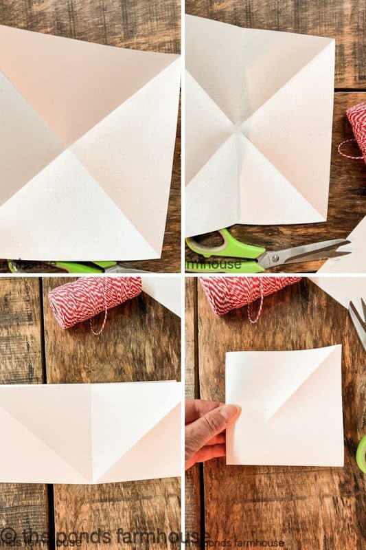 How to fold the paper for the DIY Paper Christmas Trees