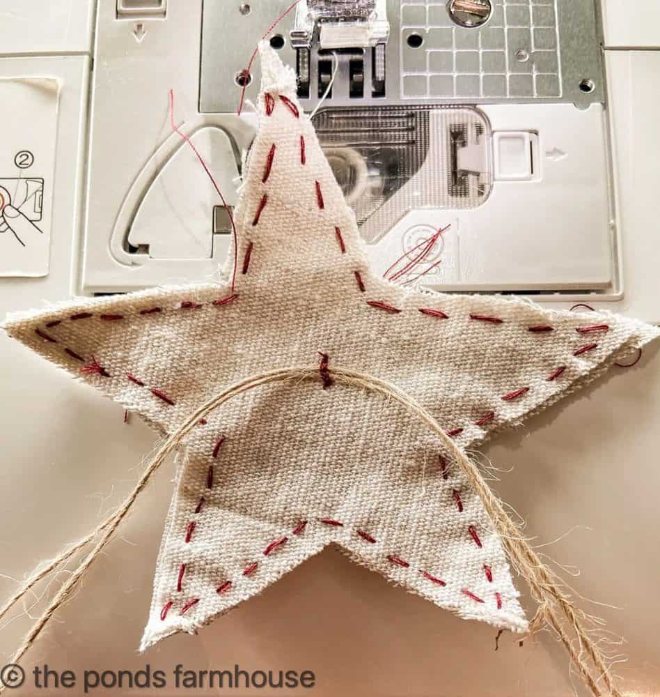 Stars forDIY Patriotic Napkins made with drop cloth and ticking fabrics