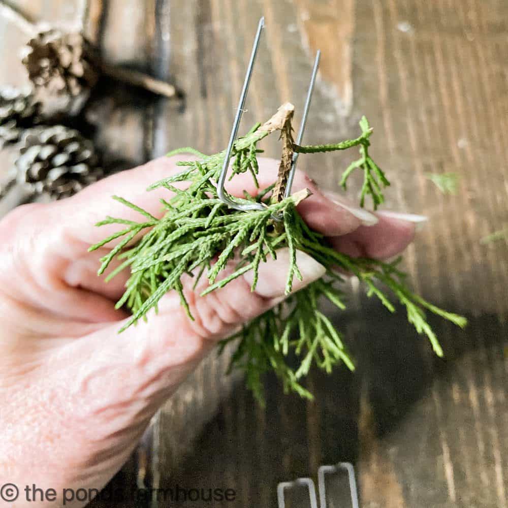 Real Natural Cedar and Floral Pick for Farmhouse-style Christmas Decor.