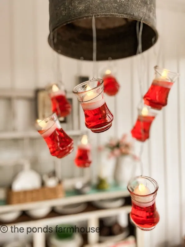 Floating Candles on light fixture.