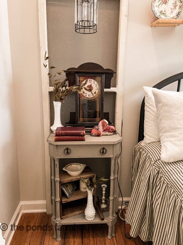 Side table in guest bedroom Valentine's Day tour