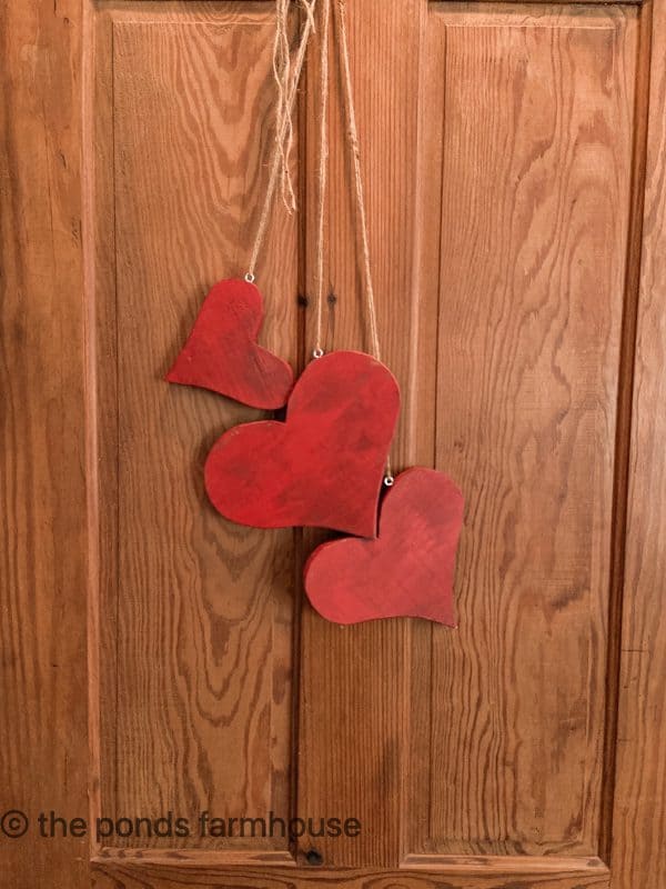 Valentines Day Craft Idea - Wooden Hanging Heart swag Trio.