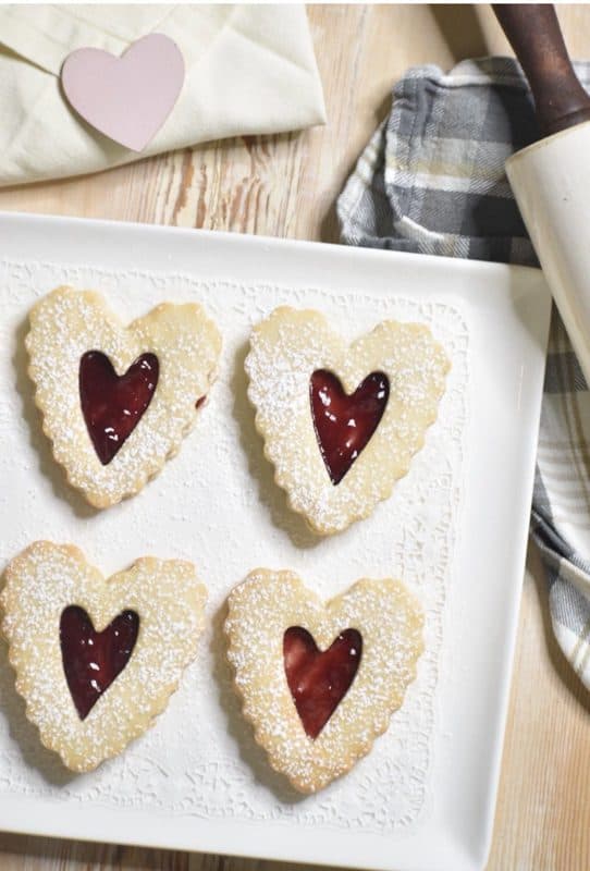 Heart Linzer Cookies Valentine's Day Cookie Recipe.  
