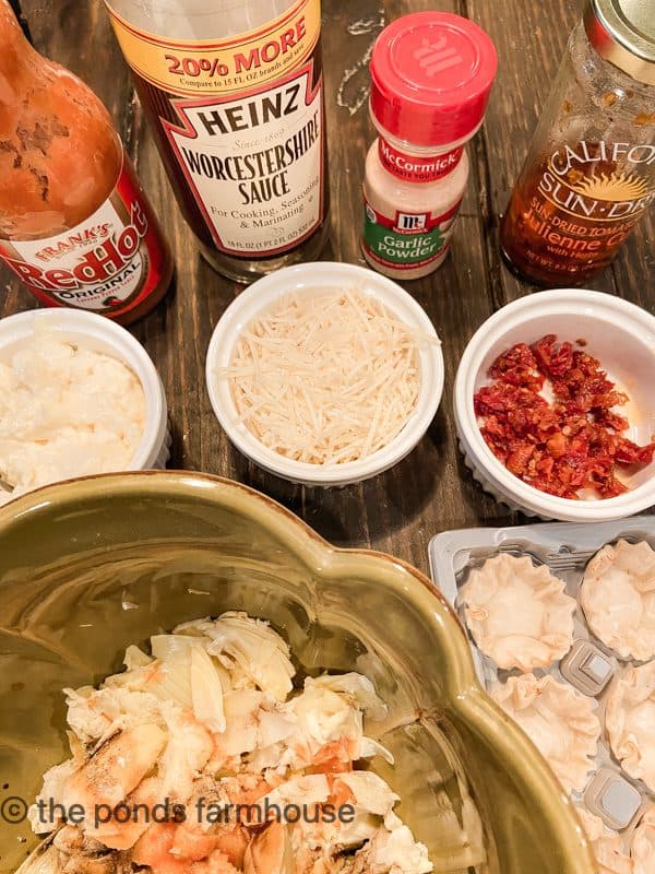 Ingredients for Artichoke Sun-dried Tomato bites in phyllo cups. 