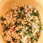 Corn relish with black bean cakes