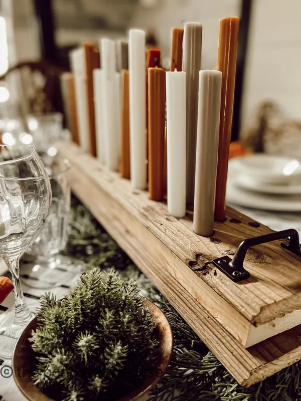 DIY Candle Centerpiece for a Creative Winter Tablescape Idea