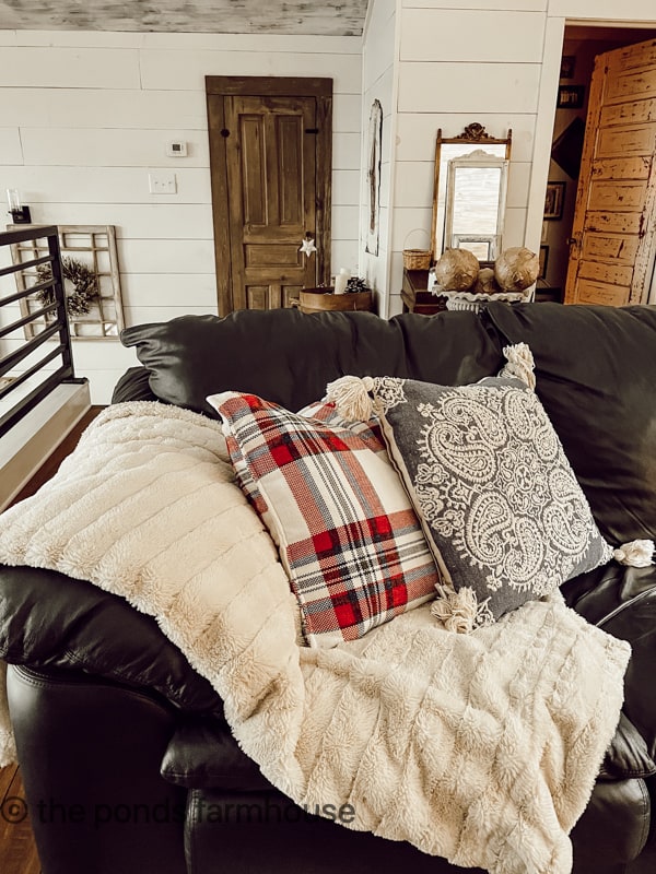 Cozy Pillows add warmth to Industrial Style Loft