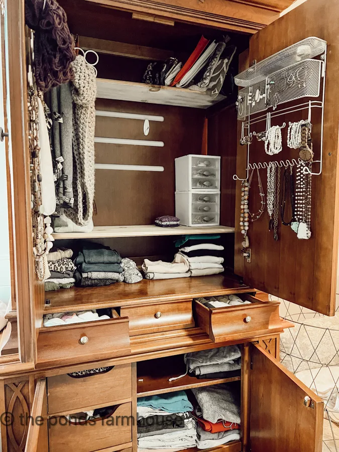 Repurposed Cabinet hold jewelry and lingerie for the perfect Lingerie Cabinet and Jewelry Cabinet