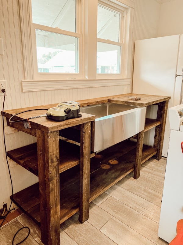 Tiny House remodel how to build open shelving cabinets.