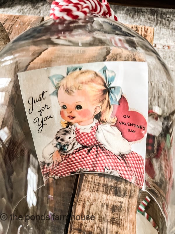 Vintage Valentine's Day Card for Decorating a Cloche for Valentine's Day Vignette.