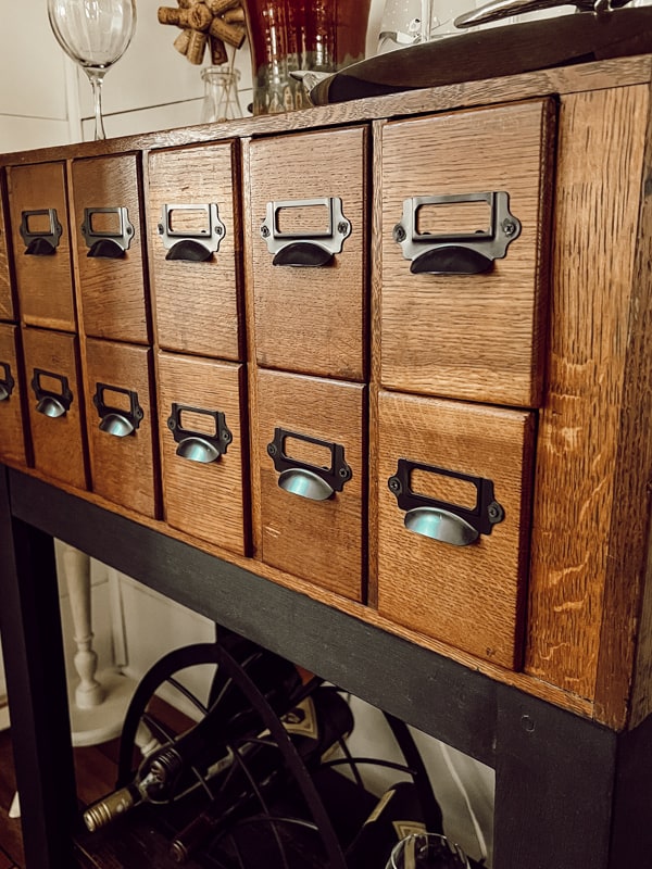 Look for authentic card catalog pieces in thrift stores this year.  
