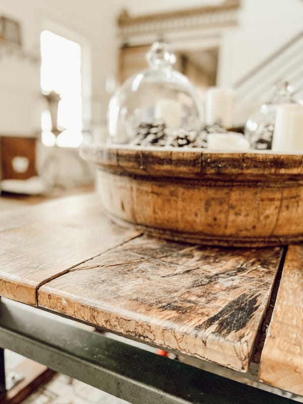 European Wooden bowl for a Country Chic Farmhouse Coffee Table 