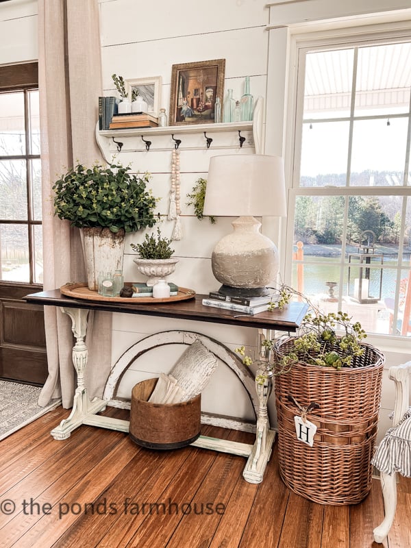 Entry Table Ideas for Spring - 7 elements to create country chic farmhouse style decorating.