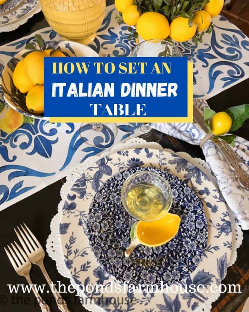 Italian Dinner table for Italian Themed Supper Club Dinner party.