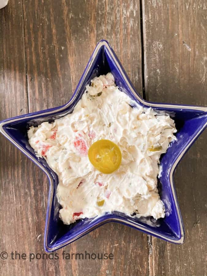 easy corn dip in star bowl